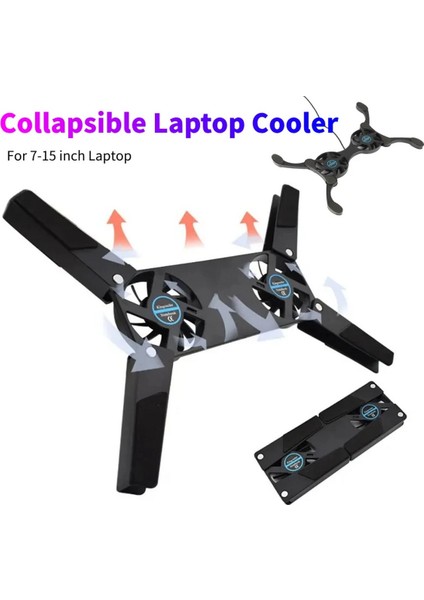 Katlanabilir, Soğutma Pedi, Dizüstü Soğutucu, Çift Fanlı Dizüstü Bilgisayar Standı, USB Powered, 7-15 Inç, Notebook Soğutucu,