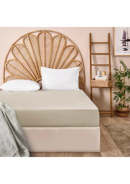 Soft Basic Tek Kişilik Düz Kenar Çarşaf - Bej - 160X240 cm fiyatları
