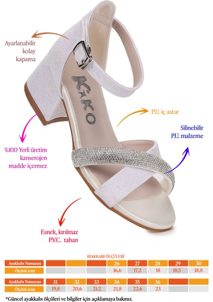 Tanda Kum Simli Kız Çocuk 4 cm Topuklu Sandalet Abiye Ayakkabı fiyatları