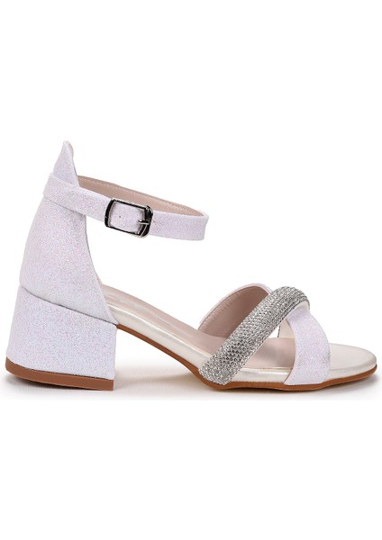 Tanda Kum Simli Kız Çocuk 4 cm Topuklu Sandalet Abiye Ayakkabı modelleri