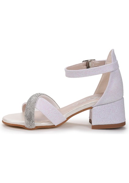 Tanda Kum Simli Kız Çocuk 4 cm Topuklu Sandalet Abiye Ayakkabı fırsatları