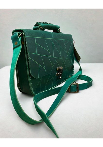 El Yapımı Hakiki Deri Unısex Evrak Çantası