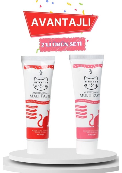 Kediler Için Tüy Yumağı Önleyici & Multivitamin Malt Macun Seti ( 2'li Set ) fiyatları