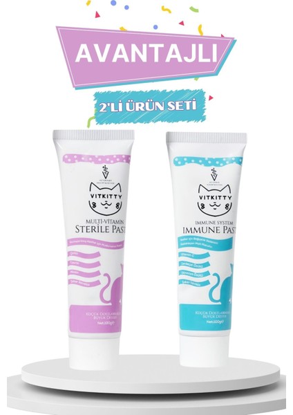 Kısırlaştırılmış Kediler Için Multivitamin & Bağşıklık Sistemini Destekleyen Malt Macun (2'li Set) fiyatları