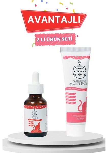 Kediler Için Tüy Dökümünü Engelleyen Damla & Multivitamin Malt Macun ( 2'li Set ) fiyatları