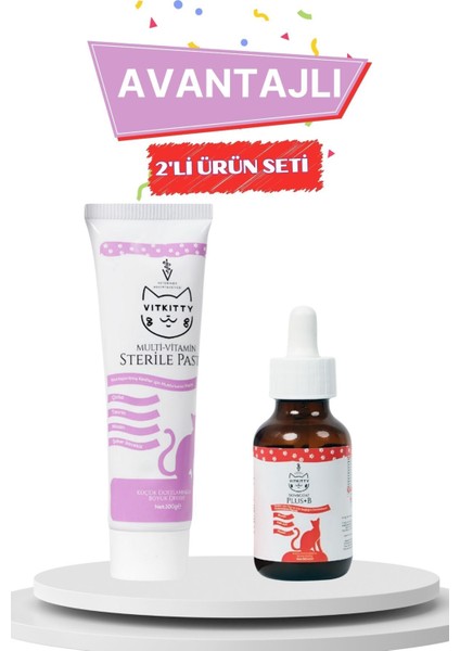 Kısırlaştırılmış Kediler Için Multivitamin Malt Macun & Tüy Dökümünü Engelleyen Damla ( 2'li Set ) fiyatları