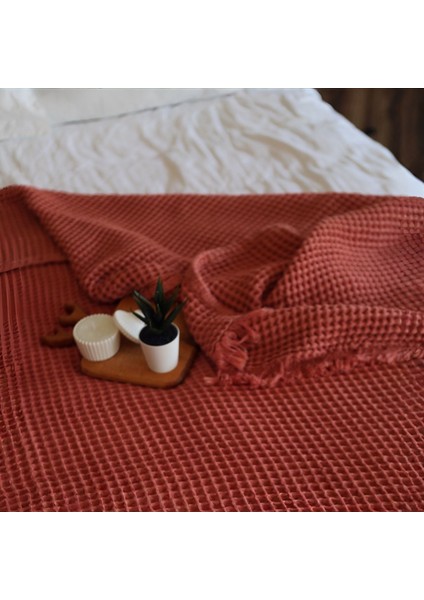 HB&Victory Waffle %100 Pamuk Premium Yatak Örtüsü Tarçın Renk Çift Kişilik 230X250 cm fırsatları