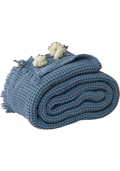 HB&Victory Waffle %100 Pamuk Premium Yatak Örtüsü Deniz Mavisi Renk Çift Kişilik 230X250 cm fırsatları