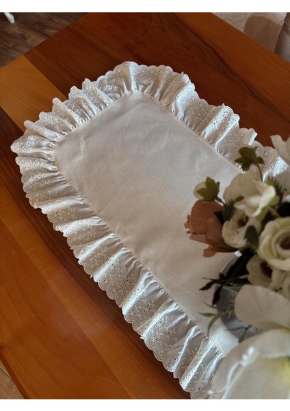 Nurgita Home % 100 Pamuk Ham Keten Fisto Fırfırlı Oval Runner (45X140 cm ) fiyatları