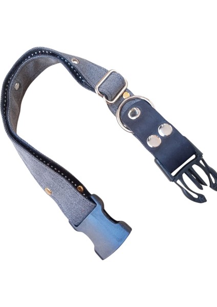 Köpek Boyun Tasması köpek kolyesi Gri Kot Deri Kombinasyonlu Zımbalı Ayarlamalı Dog Collar T4-6 fiyatları