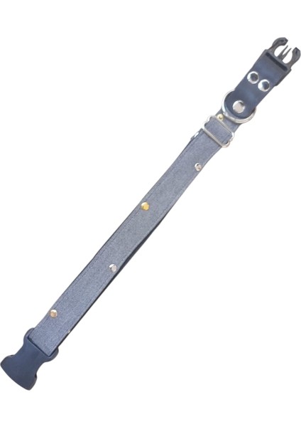 Köpek Boyun Tasması köpek kolyesi Gri Kot Deri Kombinasyonlu Zımbalı Ayarlamalı Dog Collar T4-6 fırsatları