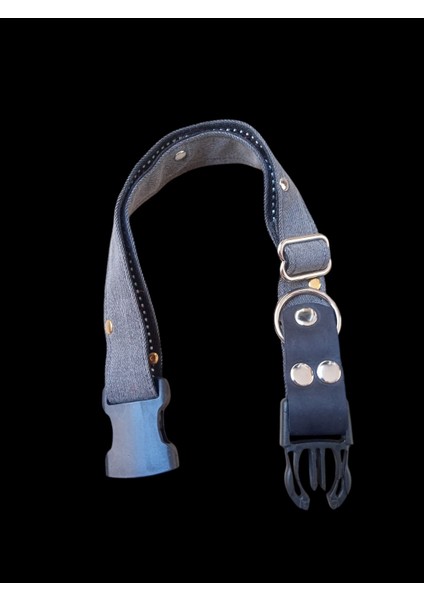 Köpek Boyun Tasması köpek kolyesi Gri Kot Deri Kombinasyonlu Zımbalı Ayarlamalı Dog Collar T4-6 indirimleri