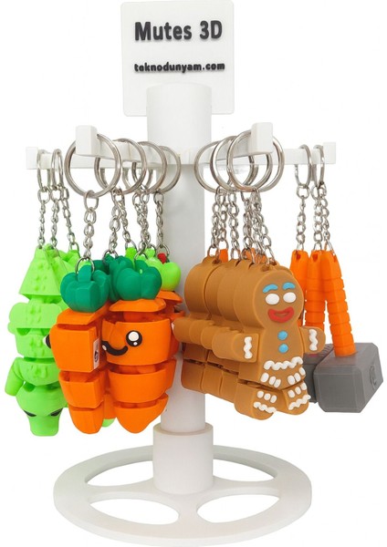 3D 30 Adet Anahtarlık ve Standı