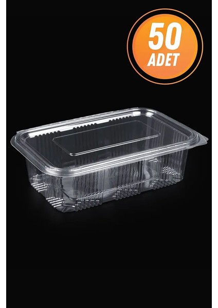 Plastik Sızdırmaz Kap 2000GR cc Kullan At Tek Kullanımlık Plastik Kapaklı Kase 50 Adet