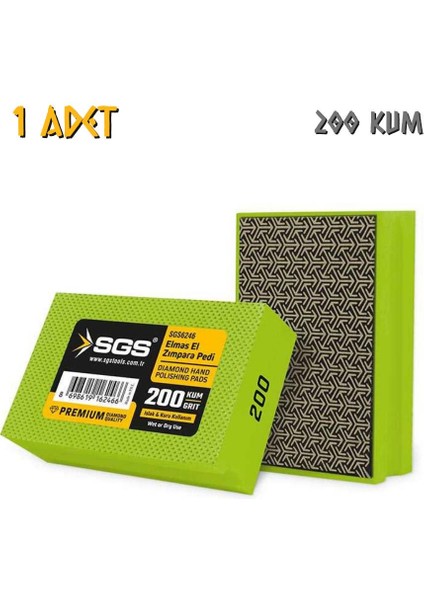 Islak ve Kuru Elmas El Zımpara Pedi - 200 Kum - 1 Adet