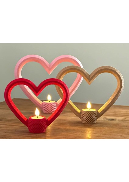 3D Kalplı Mumluk PEMBE-303