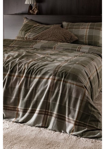 Yeni Sezon Roger Çift Kişilik %100 Pamuk Flanel Nevresim Takımı - Haki - Haki fiyatları