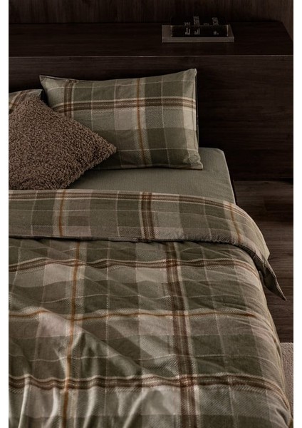 Yeni Sezon Roger Çift Kişilik %100 Pamuk Flanel Nevresim Takımı - Haki - Haki fırsatları