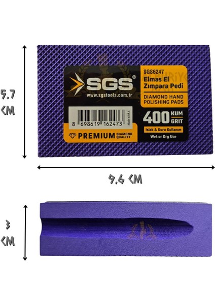 Islak ve Kuru Elmas El Zımpara Pedi - 400 Kum - 1 Adet fiyatları