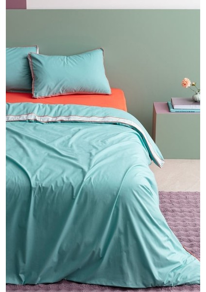 Yeni Sezon Allure King Size %100 Pamuk Nevresim Takımı - Turkuaz - Turkuaz modelleri