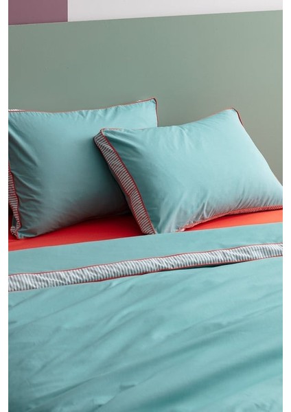 Yeni Sezon Allure King Size %100 Pamuk Nevresim Takımı - Turkuaz - Turkuaz fırsatları