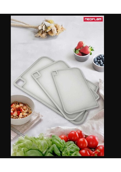 Fika Kesme Tahtası Seti 3 Parça Gri Mutfak