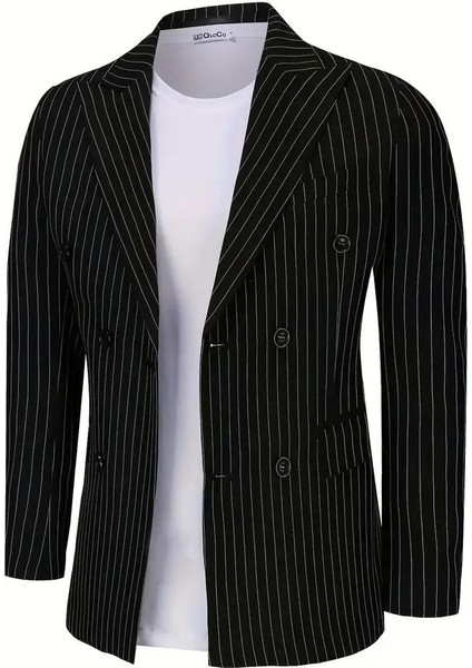 Erkek Kruvaze Silim Fitt Çizgili Takım Elbise BGL-ST04764