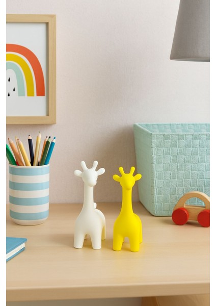 Zürafa Figür Seti 2'li Dekoratif Obje Oyuncak Figür Çocuk Odası Dekoru Hediye Figür
