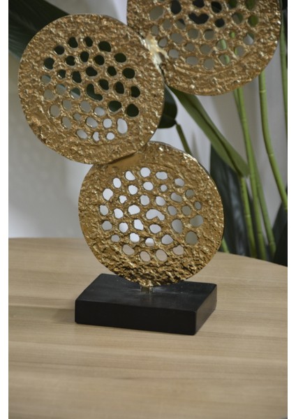 Dekoratif Alüminyum Döküm Obje 4 Lü Disk Gold 51 cm modelleri