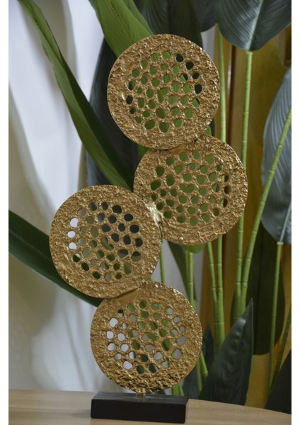 Dekoratif Alüminyum Döküm Obje 4 Lü Disk Gold 51 cm fırsatları