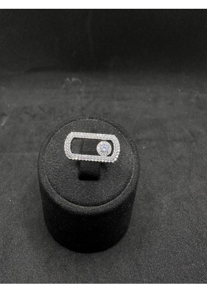 Mess Hareketli Tektaşlı Ithal Kadın Gümüş Yüzük