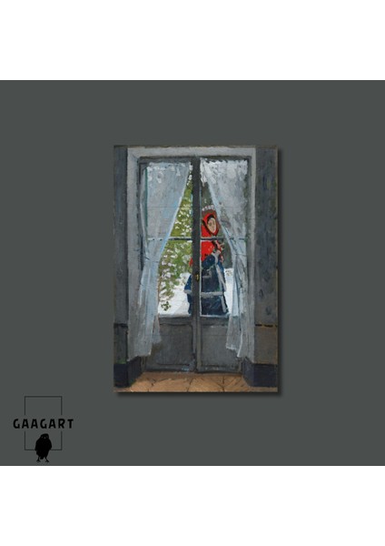 Tekli Dikey Kanvas Tablo Ünlü Eserler Claude Monet Kırmızı Pelerin modelleri