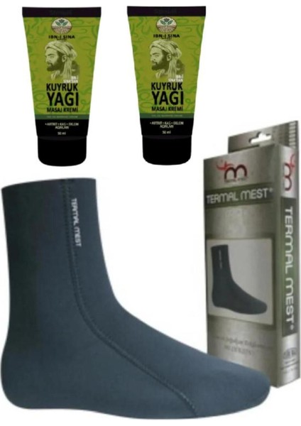 Kas İskelet Artrit Kuyruk Yağı Masaj Kremi 2 x 50 ml Su ve Isı Geçirmeyen Mest Çorap (S)
