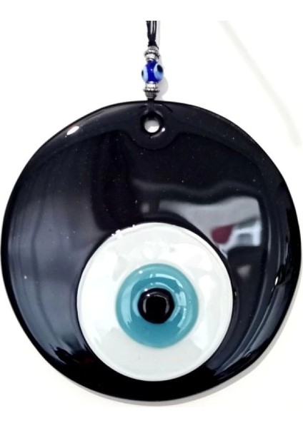 Nazar Boncuklu Siyah Cam El Yapımı Duvar Süsü