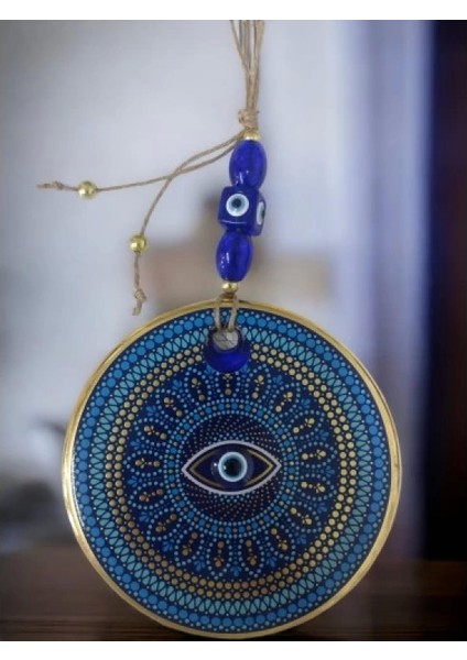 Yaldızlı Puantiyeli Nazar Boncuk Gözlü Duvar Süsü