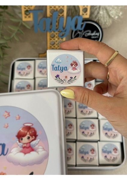 Isimli Yeni Doğan Bebek Mevlid Hediyelik Çikolata-Metal Kutu-Kız Konsept Melekli - Toplam 50 Adet fiyatları