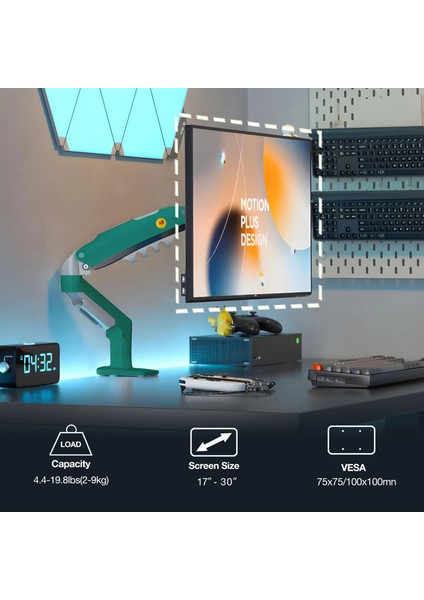 North Bayou Nb F80 (2025 Yeni Model) Amortisörlü Tekli Monitör Standı Yeşil (17-30 Inç)-(2-9 Kg) indirimleri