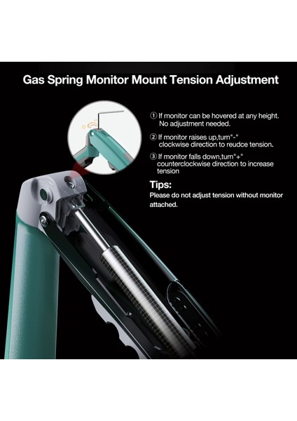 North Bayou Nb F80 (2025 Yeni Model) Amortisörlü Tekli Monitör Standı Yeşil (17-30 Inç)-(2-9 Kg)