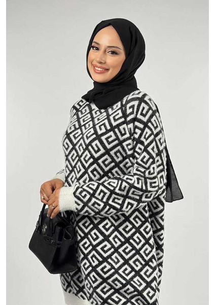 Desenli Bisiklet Yaka Tunik 18326 Ekru fırsatları