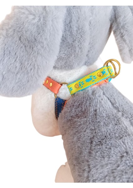 Köpek Göğüs Tasması Minik Irk Mavi Kot Göğüs ölçüsü:28-40cm Ayarlamalı Dog Harness Gt2-39