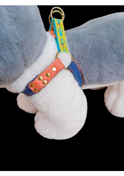 Köpek Göğüs Tasması Minik Irk Mavi Kot Göğüs ölçüsü:28-40cm Ayarlamalı Dog Harness Gt2-39