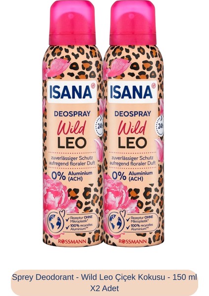 Sprey Deodorant - Wild Leo Çiçek Kokusu - 150 ml x 2 Adet
