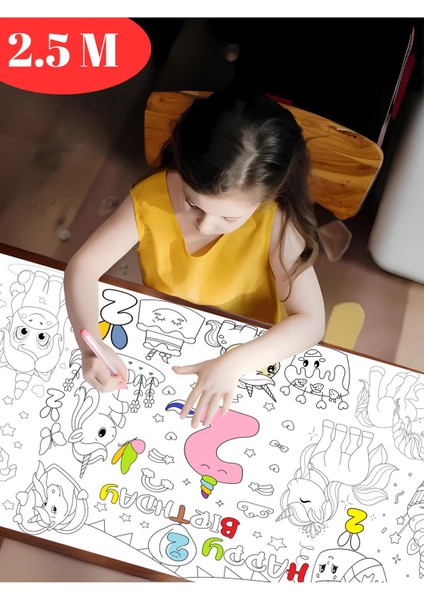 2 Yaş Doğum Günü Partisi Unicorn Temalı 2.5 M Dev Boyama Kağıdı | Eğitici Oyuncak, Kitap, Hediye fiyatları