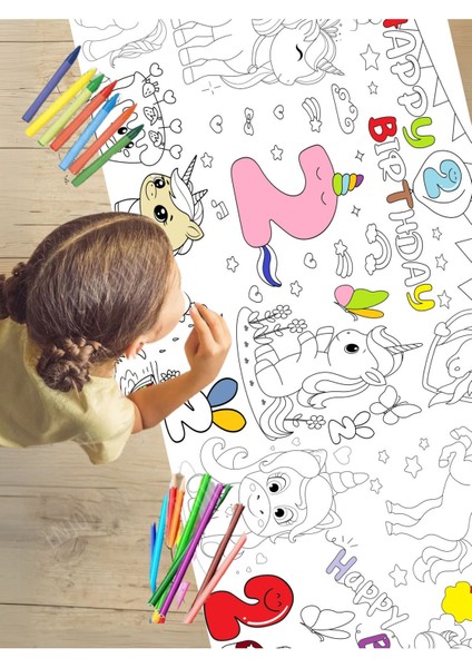 2 Yaş Doğum Günü Partisi Unicorn Temalı 2.5 M Dev Boyama Kağıdı | Eğitici Oyuncak, Kitap, Hediye indirimleri