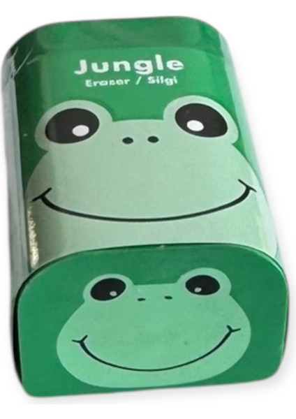 Jungle Serisi Jumbo Boy Silgi, 3 Farklı Hayvan Tasarımlı, Aslan, Kurbağa ve Ayı Desenli