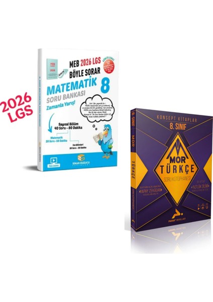 8.sınıf Sinan Kuzucu Matematik Soru Bankası +Paraf Mor Türkçe(Zor Seviye) Set