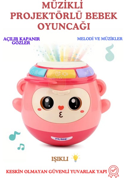 Bebek Oyuncağı Galaxy Projektör Oyuncak Gece Lambası ve Müzik Şarkıları Pembe