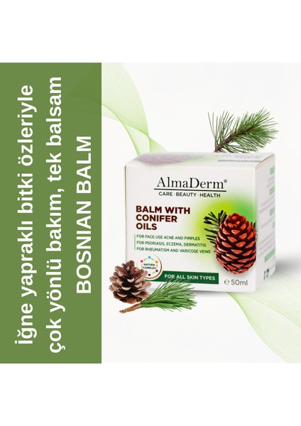 Bosnian Balm With Conifer Oils – Almaderm Iğne Yapraklı Yağlar Içeren Doğal Boşnak Balsamı 50 ml