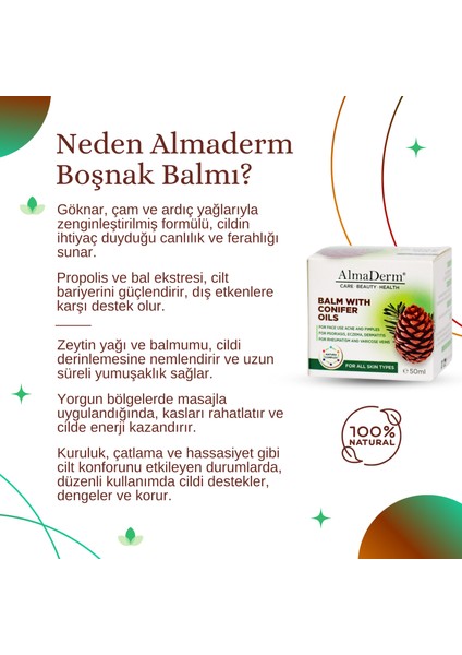 Bosnian Balm With Conifer Oils – Almaderm Iğne Yapraklı Yağlar Içeren Doğal Boşnak Balsamı 50 ml fiyatları
