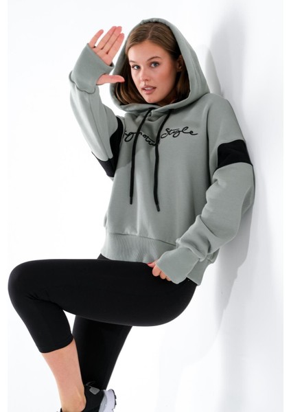 724512_KADIN Kapüşonlu Oversize Sweatshirt